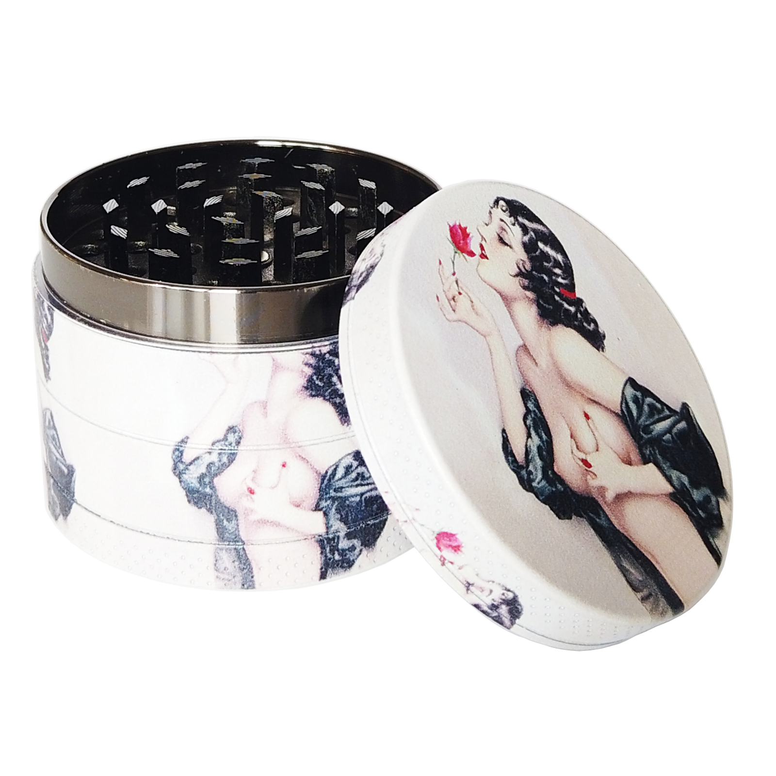 Egyptian Pin Up Girls D2 Aluminum Herb Grinder 2.5 63mm 4 Piece