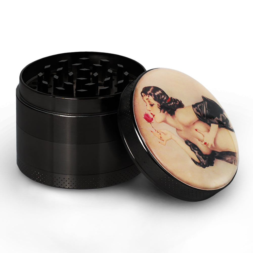 Black Pin Up Girl Herb Grinder - Large Grinder 2.2 Wide 4 Part Grinde –  SookuDesign