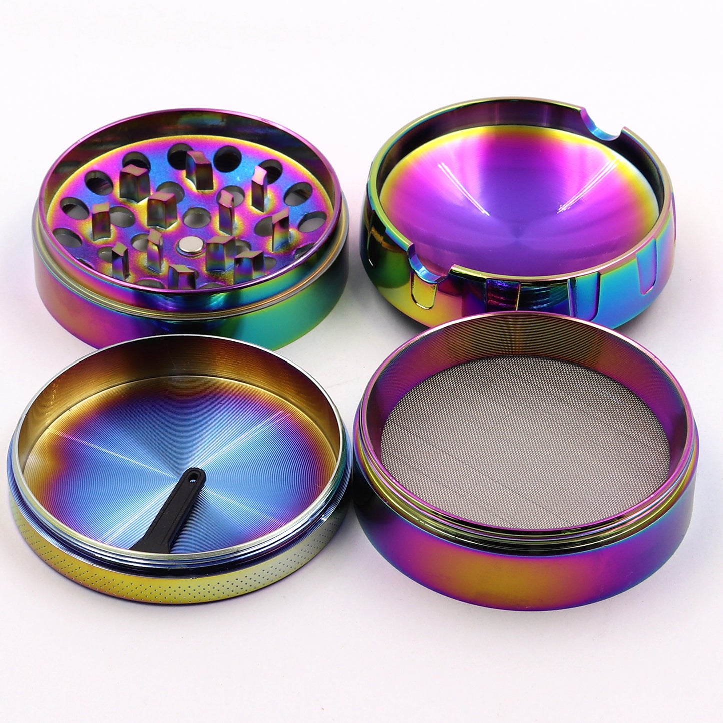 Rainbow Herb Grinder - Large Grinder 2.2" Wide 4 Part Grinder with Pollen Catcher Titanium Grinder for herbs - SookuDesign Gift Box