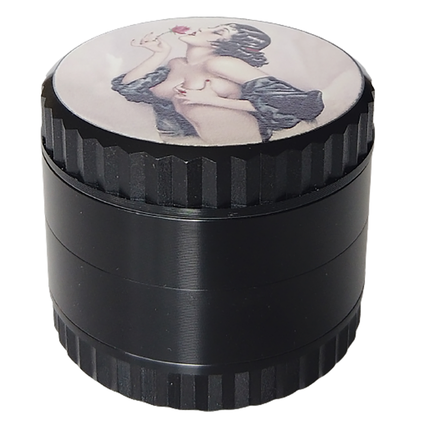 Pin Up Girl Herb Grinder - Large Grinder 2.2" Wide 4 Part Grinder with Pollen Catcher Titanium Grinder for herbs - SookuDesign Gift Box